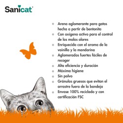 ARENA AGLOMERANTE AROMA VAINILLA Y MANDARINA 8L SANICAT