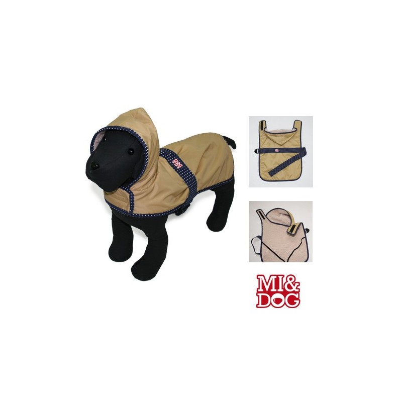 MI&DOG ABRIGO IMPERMEABLE BEIGE TOPOS