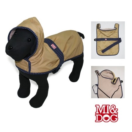 MI&DOG ABRIGO IMPERMEABLE BEIGE TOPOS