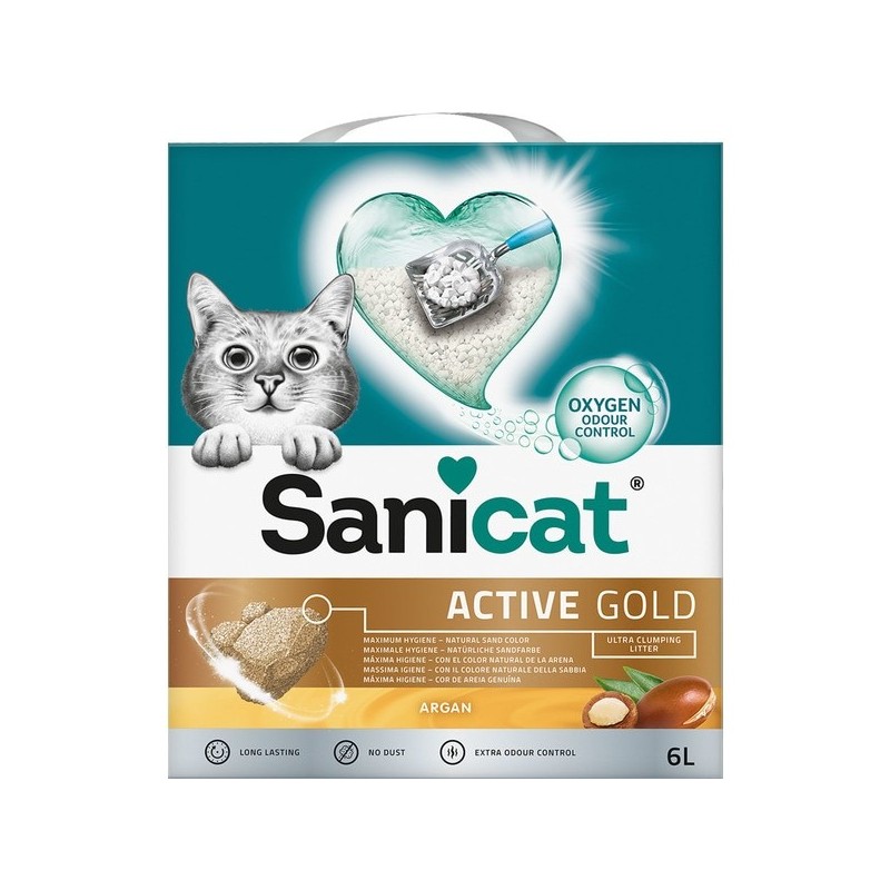 6L SANICAT BENTONITA AGLOME CLUMPING ACTIVE GOLD 6L SANICAT BENTONITA AGLOME CLUMPING ACTIVE GOLD