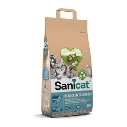 Sanicat Papel con Celulosa ECO de 10 litros, la arena ecológica para gatos que cuida el planeta y a tu mascota.